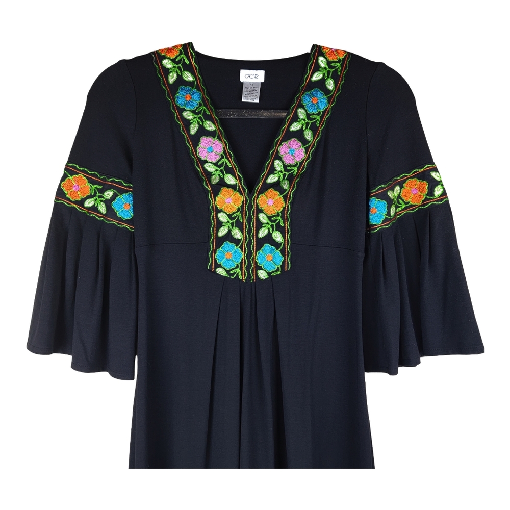 Cache| Embroidered Floral Flutter/ Bell Sleeve Bl… - image 2